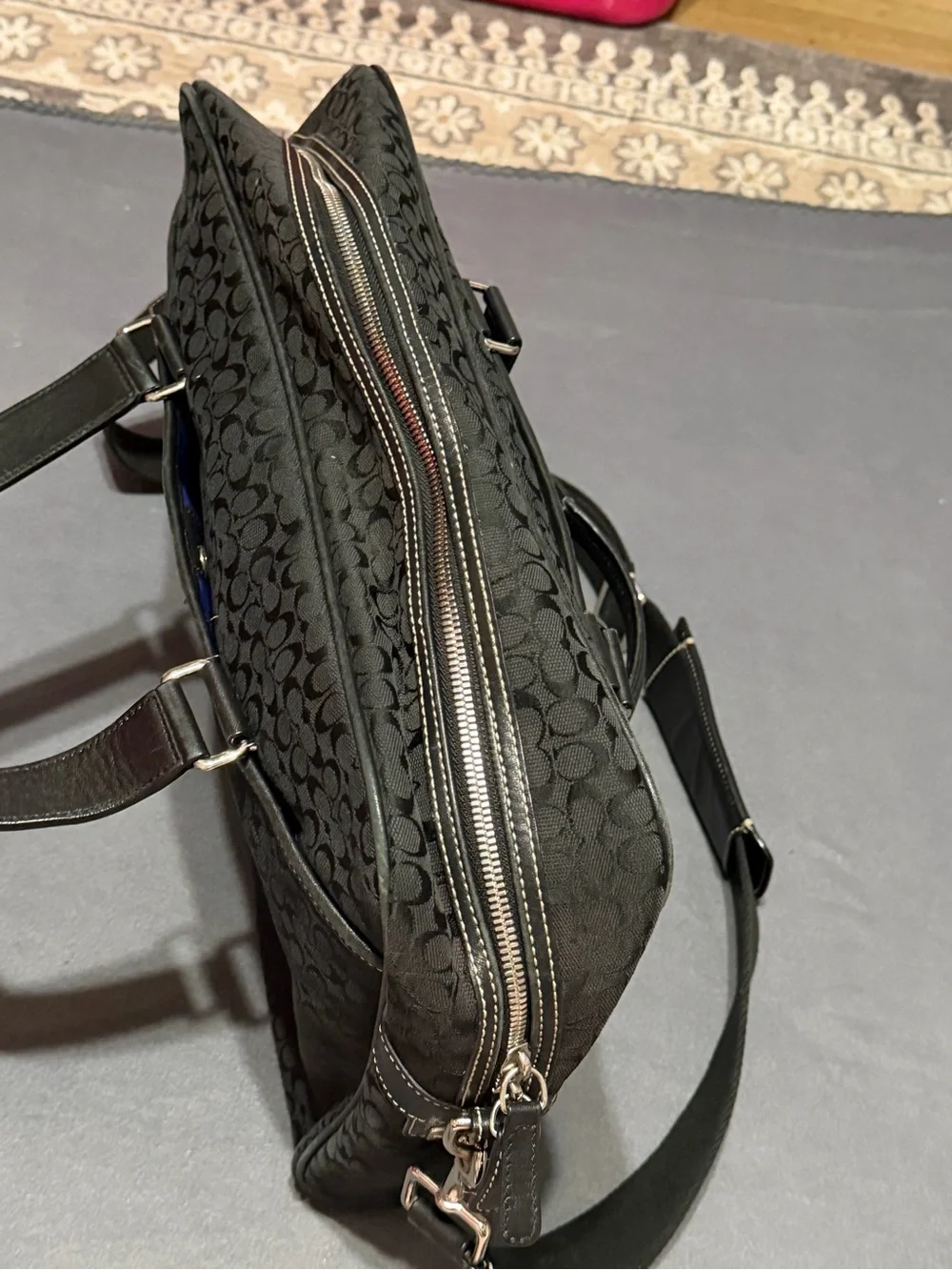 Coach Hudson Black Signature Jacquard Messenger Bag